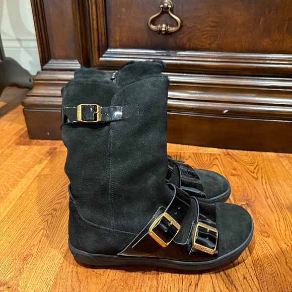 Birkenstock Women's Danbury Shearling Lined Black Suede/Leather - Picture 1 of 6